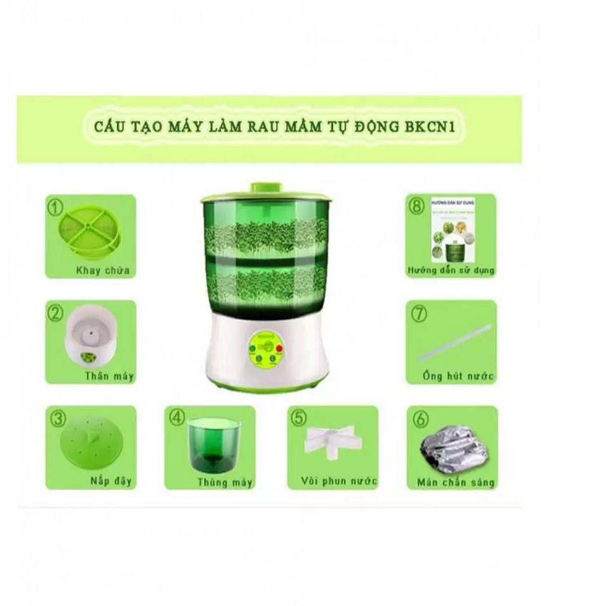 Máy làm giá đỗ, rau mầm Bách Khoa tự động BKCN1 Xanh