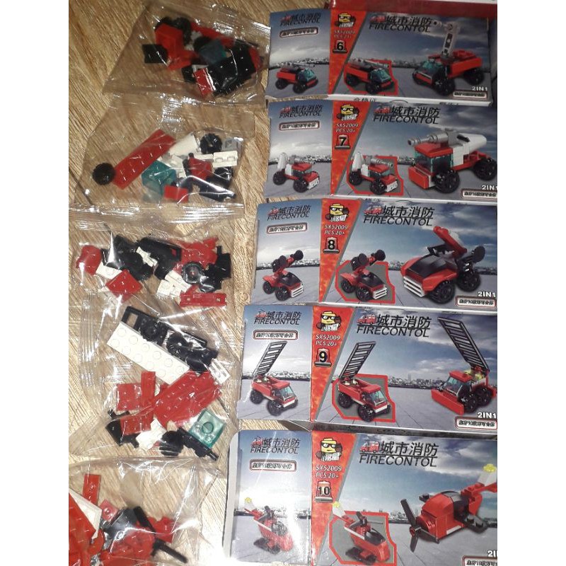 Sét Bộ Lego_Lắp ráp Xe Cứu Hỏa 10 chiếc 52009 có nhiều chi tiết bằng nhựa