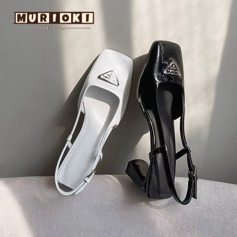 MURIOKI Giày cao gót mũi vuông thiết kế cắt xẻ thời trang cho nữ