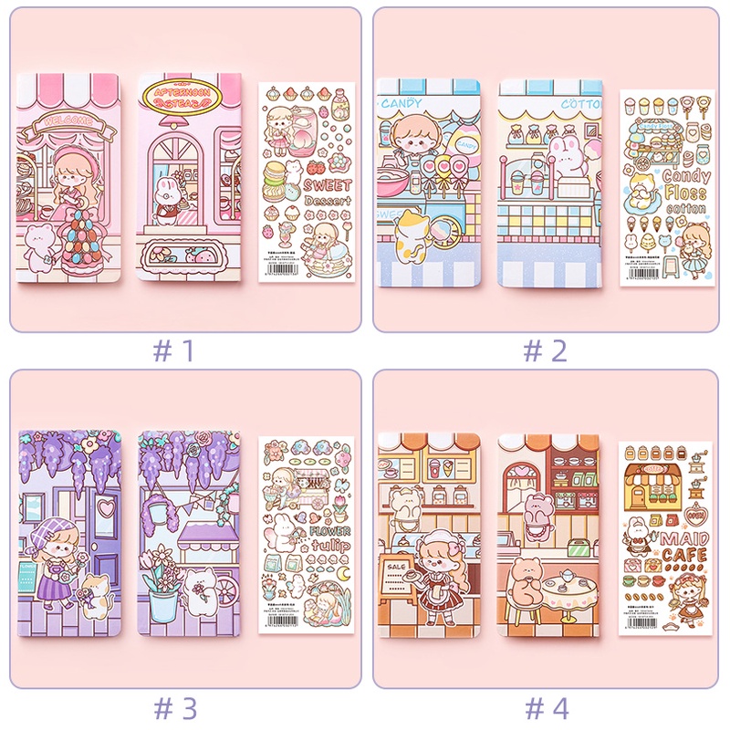 Set 80 Tấm Sổ Tay Nhật Ký In Hoạt Hình Dễ Thương Dành Cho Học Sinh