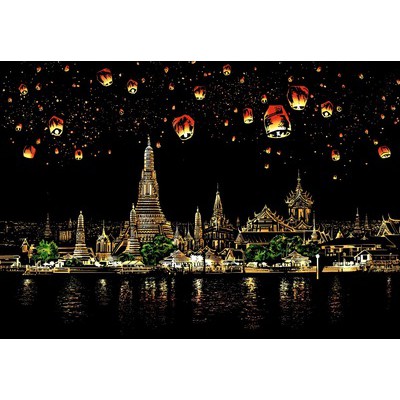 Tranh cạo Hàn Quốc khổ A3 chủ đề kì quan thế giới