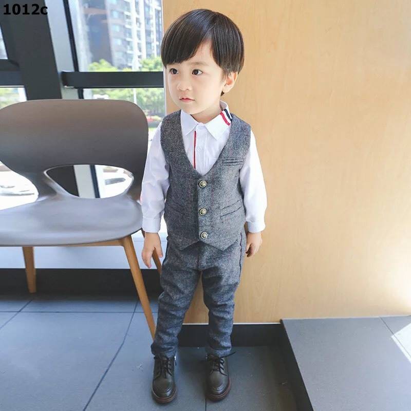 Set vest bé trai gile lê kèm quần (có ảnh thật)