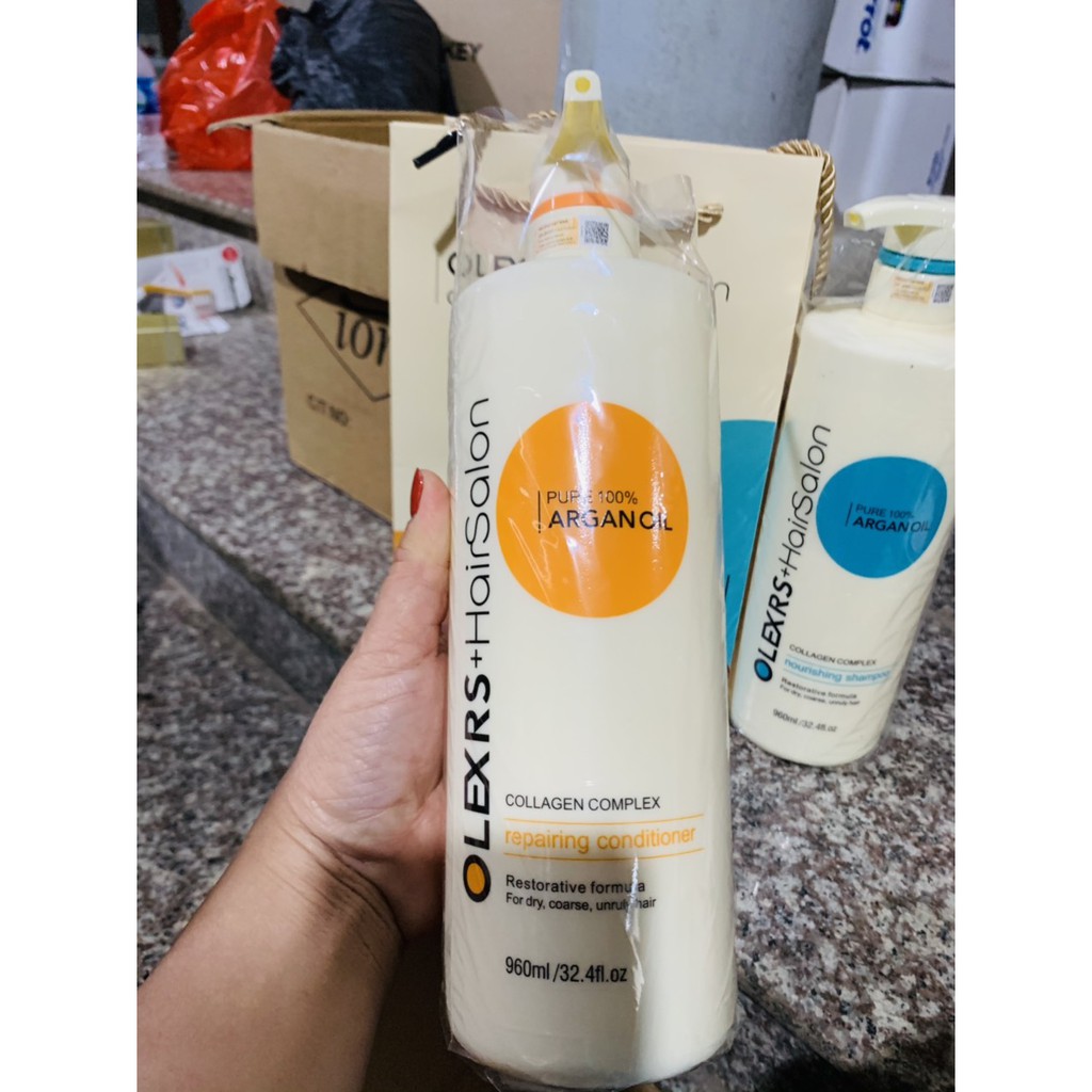 Dầu gội xả phục hồi tóc hư tổn Argan Oil 960mlx2