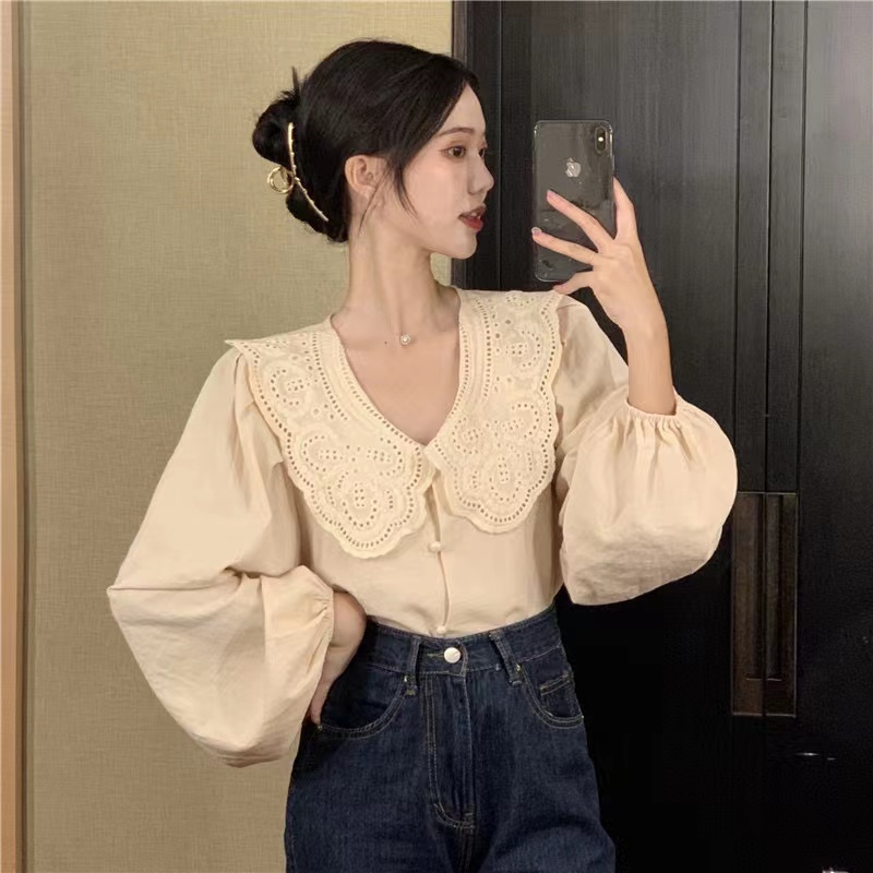 Áo Sơ Mi Dài Tay Cổ Búp Bê Thời Trang Mùa Thu Thanh Lịch