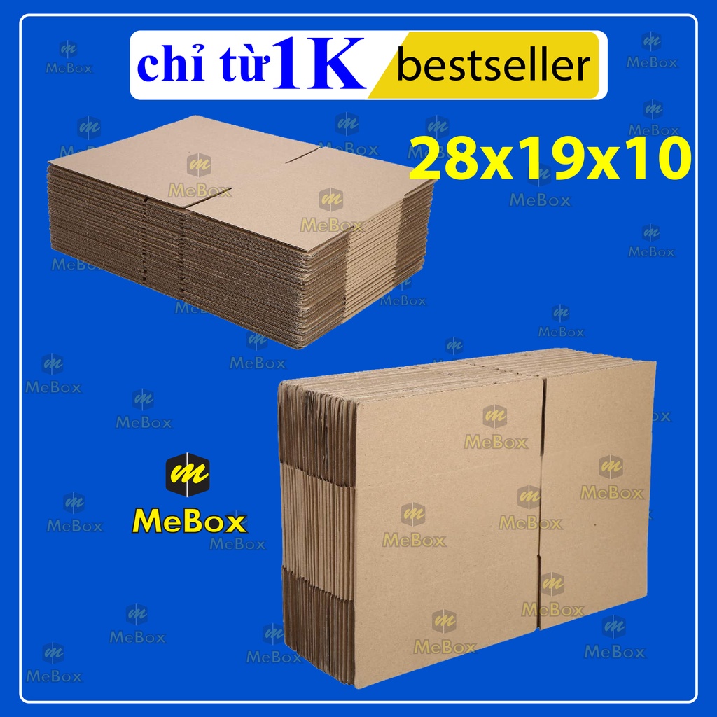 Hộp carton 28x19x10 gói hàng trơn dán đẹp