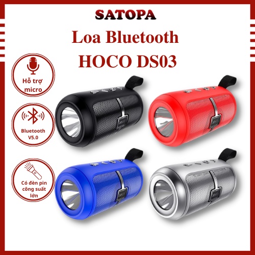 Loa bluetooth mini chính hãng HOCO DS03 SATOPA âm thanh hay to rõ không rè khi bật max volums có hỗ trợ đèn pin