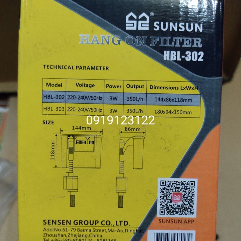 Lọc thác bể cá cảnh Sunsun 302