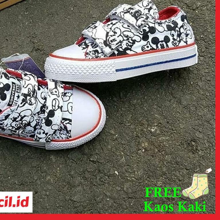♛ Giày Thể Thao Converse Họa Tiết Chuột Mickey Dễ Thương Cho Bé ♗