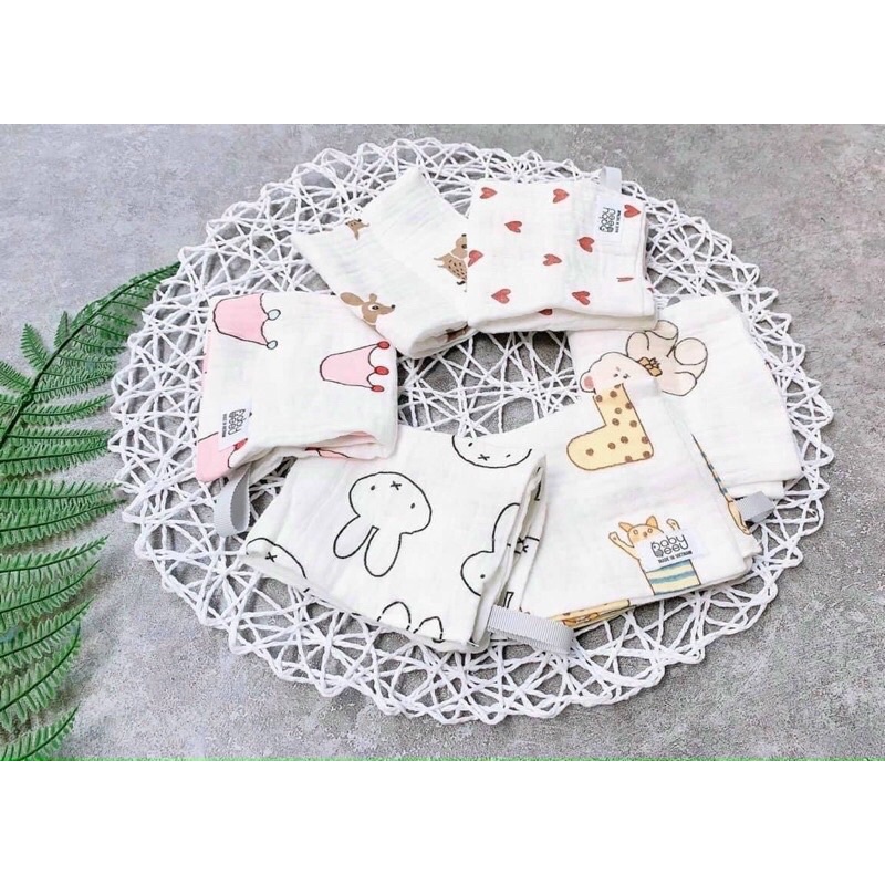 Set 5 khăn xô sữa BABY BEE - Khăn xô sữa cho bé 6 lớp cao cấp mềm mại thấm sữa rửa mặt lâu mũi