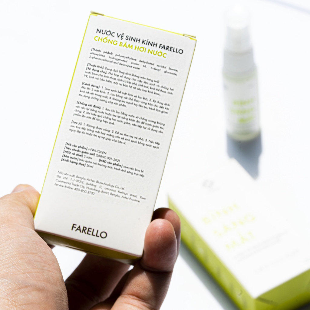 Bình xịt tròng kính nano FARELLO chống mờ sương tròng khi đeo khẩu trang dung tích 20ml