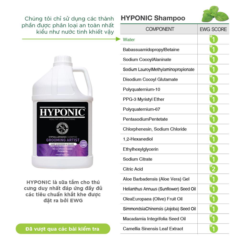 Sữa tắm cho chó cao cấp HYPONIC Grooming Artist, làm dày & phồng lông