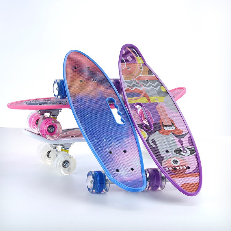 Ván trượt Skateboard Penny nhiều màu có bánh đèn led phát sáng mẫu lơn chịu lực 120kg cho người lớn và trẻ em