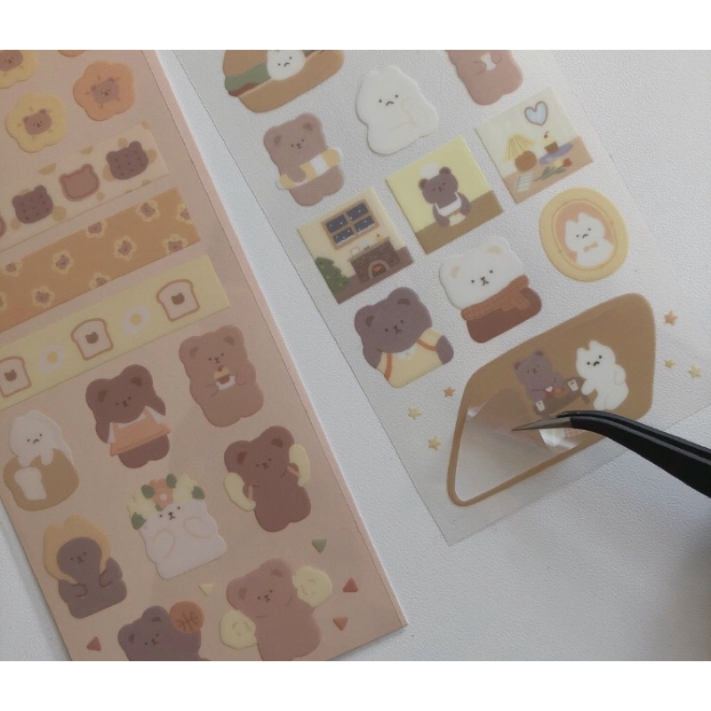 Set 2 tấm stickers hình gấu ú
