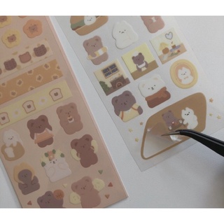 Set 2 tấm stickers hình gấu ú