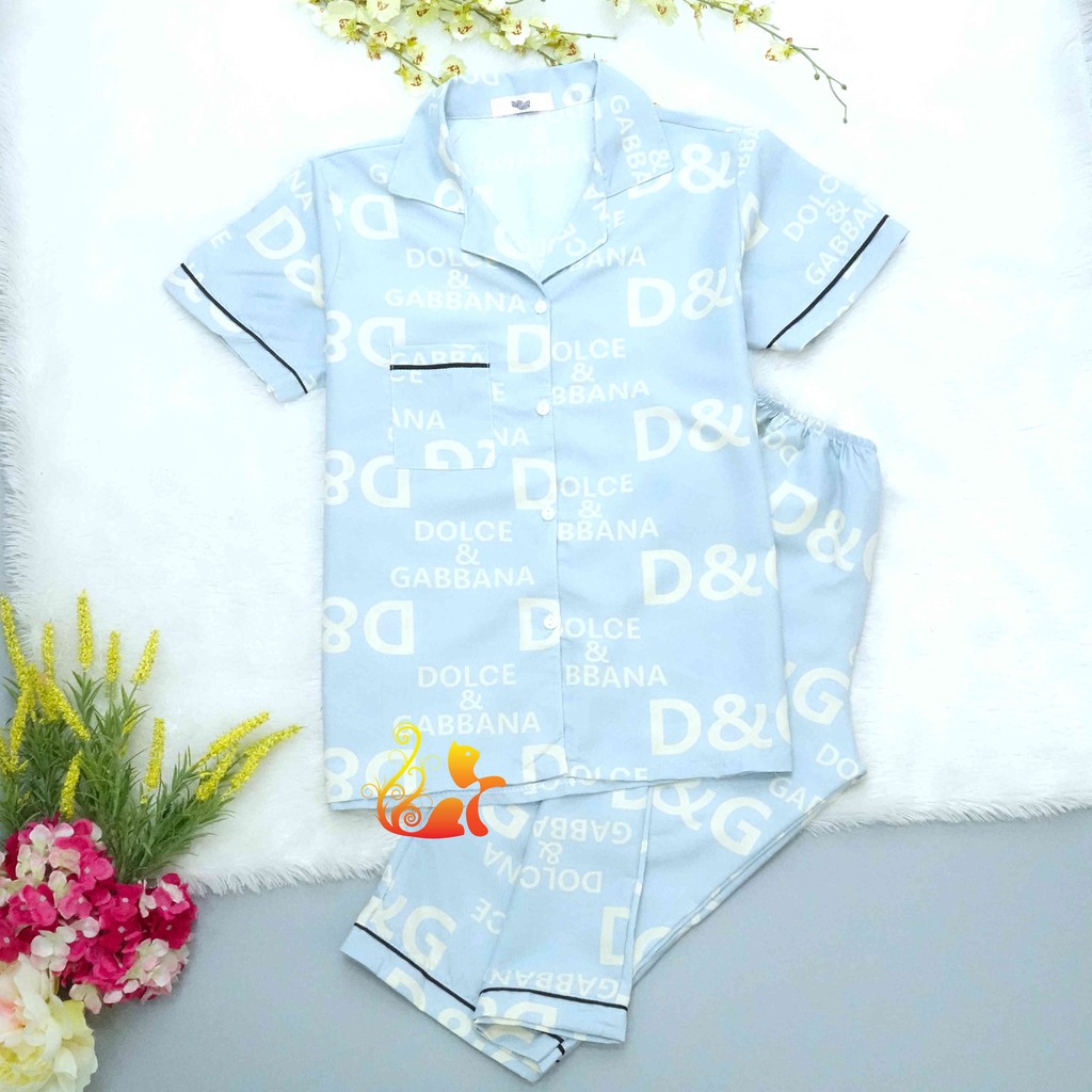 Bộ Đồ Mặc Nhà &quot;Họa Tiết Dờ Gờ&quot; Pijama Kate Thái Quần Lửng - Dưới 58kg.