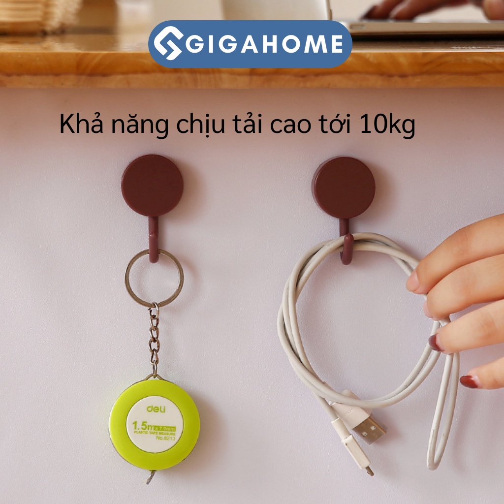 Combo 10 Móc Nhựa Tròn Dán Tường Treo Đồ Vật GIGAHOME Trang Trí Decor Nhà Nhiều Màu 9652