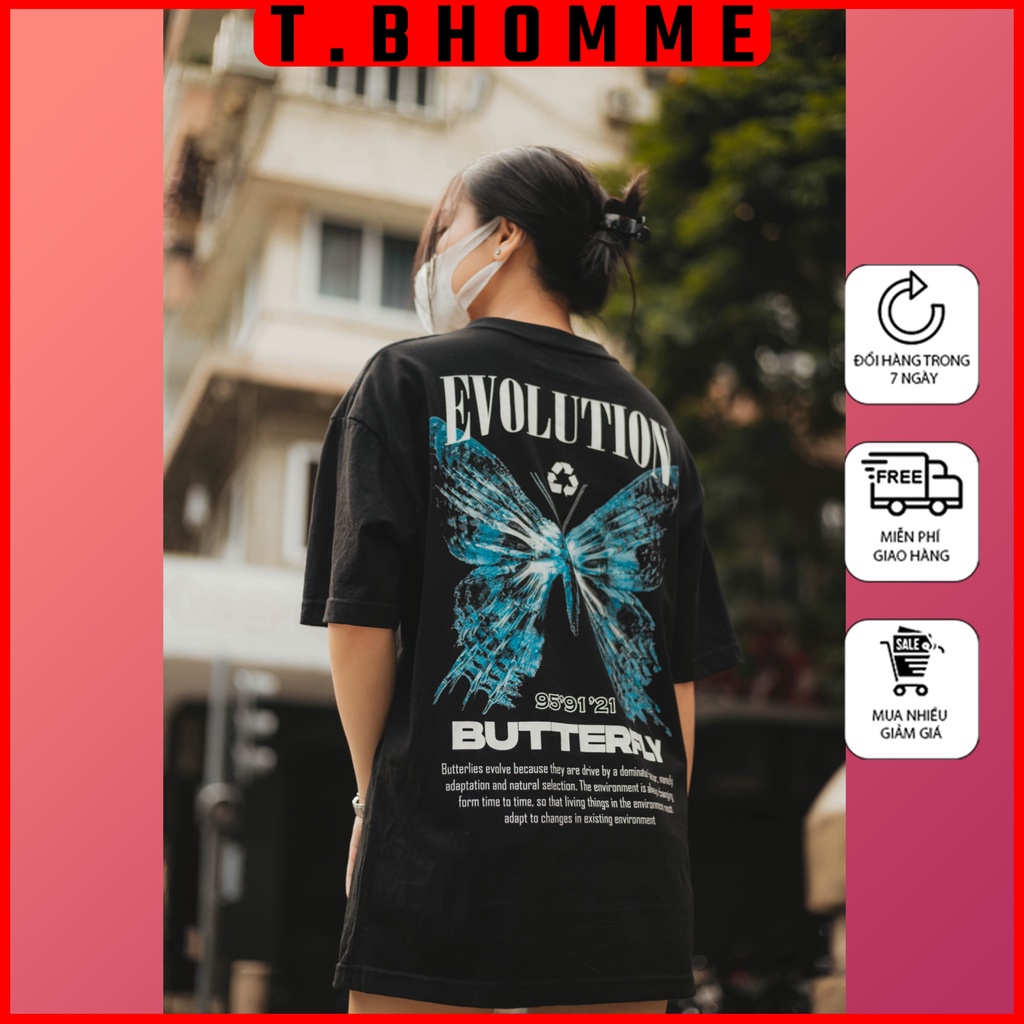 Áo Thun Nam Nữ Cổ Tròn Form Rộng Streetwear TB Homme Clothing Áo Phông Unisex Basic Cotton Oversize Butterfly