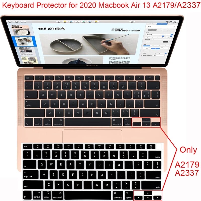 Silicone Miếng Silicon Dán Bảo Vệ Bàn Phím Cho Macbook New Air 13 A2179 A2337 Touch Id 2020