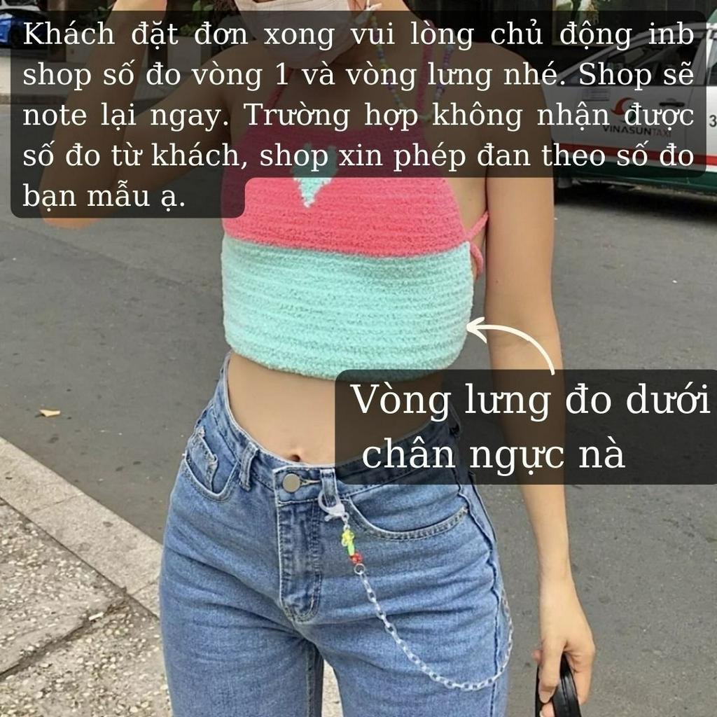 Áo đan len tôn dáng đính nơ siêu thơ  "lolipop crochet"