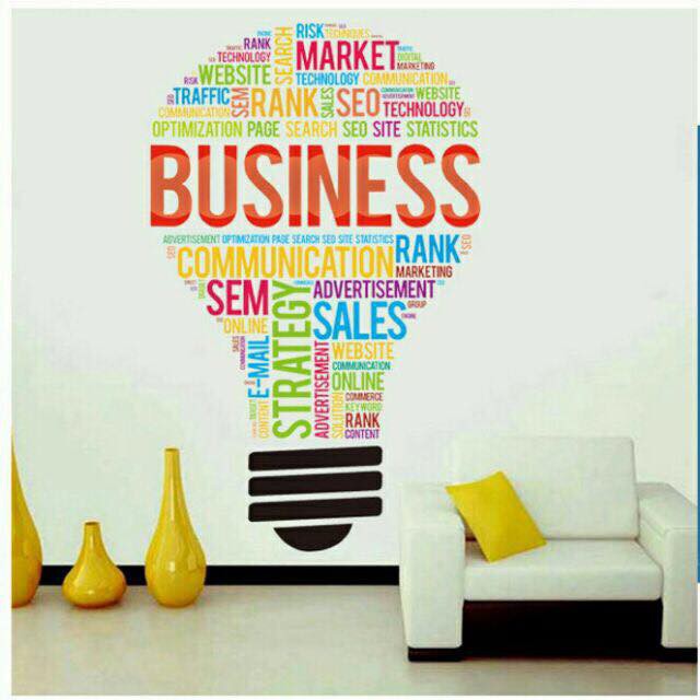 Decal trang trí tường hình Chữ tiếng anh hình Bóng Đèn