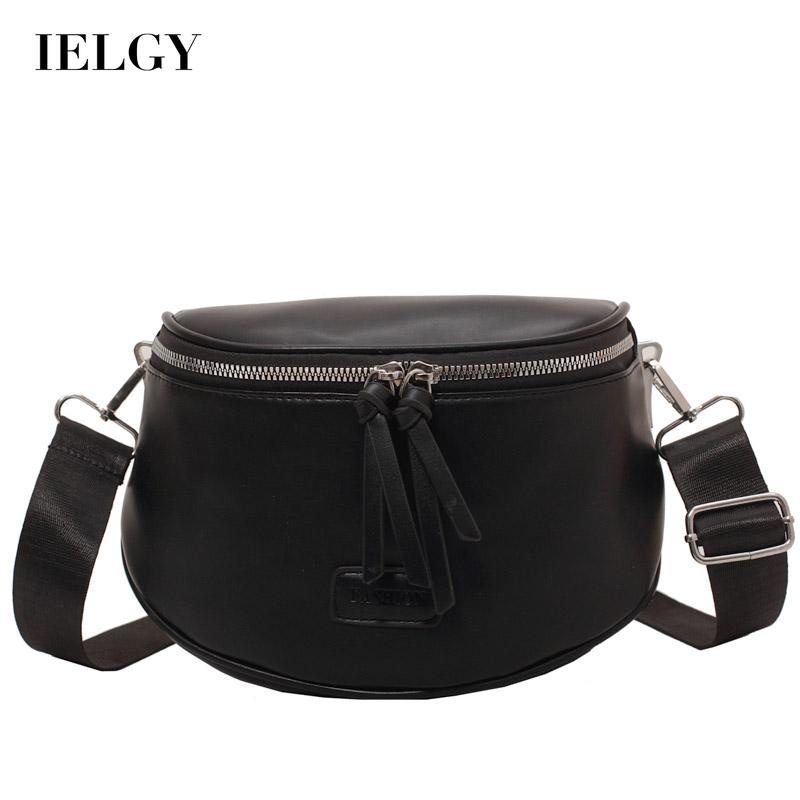 IELGY Túi Đeo Vai Màu Trơn Có Khóa Kéo Phong Cách Hàn Quốc Thời Trang Cho Nữ