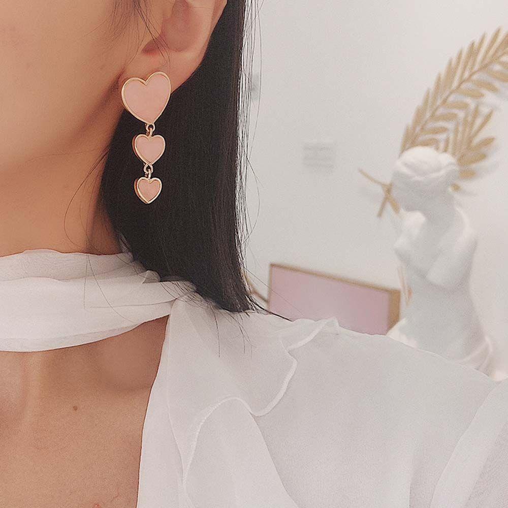 1 Khuyên Tai Kim Loại Acrylic Dễ Thương Phong Cách Hàn Quốc Cho Nữ