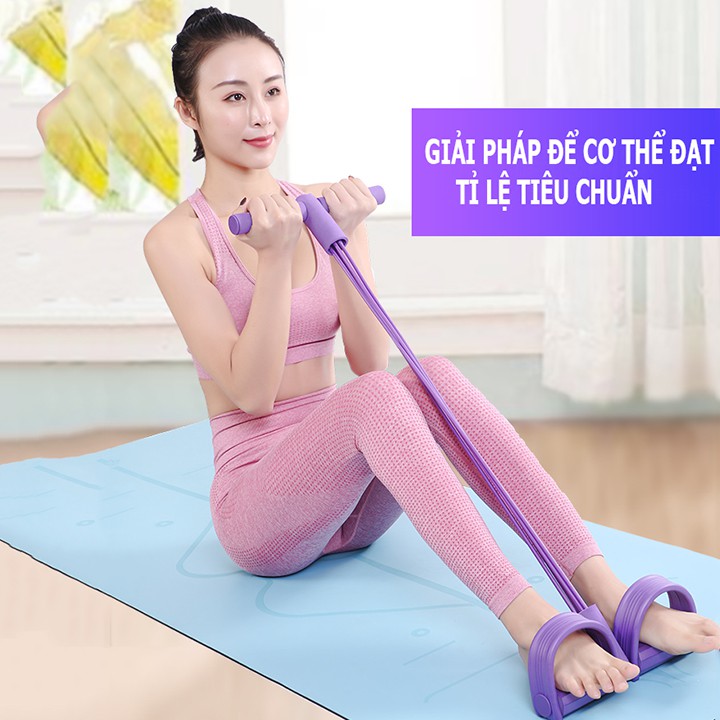 Dây kéo cao su 4 ống dụng cụ tập cơ bụng gym, thể dục thể thao thể hình, tập bụng, tay, vai nâng cao sức khỏe