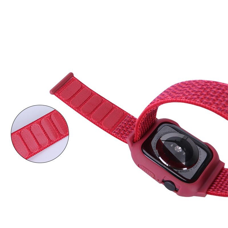 【Dây đeo + Vỏ】 Dây đeo Apple Watch 38 / 40mm 42 / 44mm Vòng nylon dệt mềm mại thoáng khí với Vỏ silicon cho iWatch Series SE 6/5/4/3/2/1