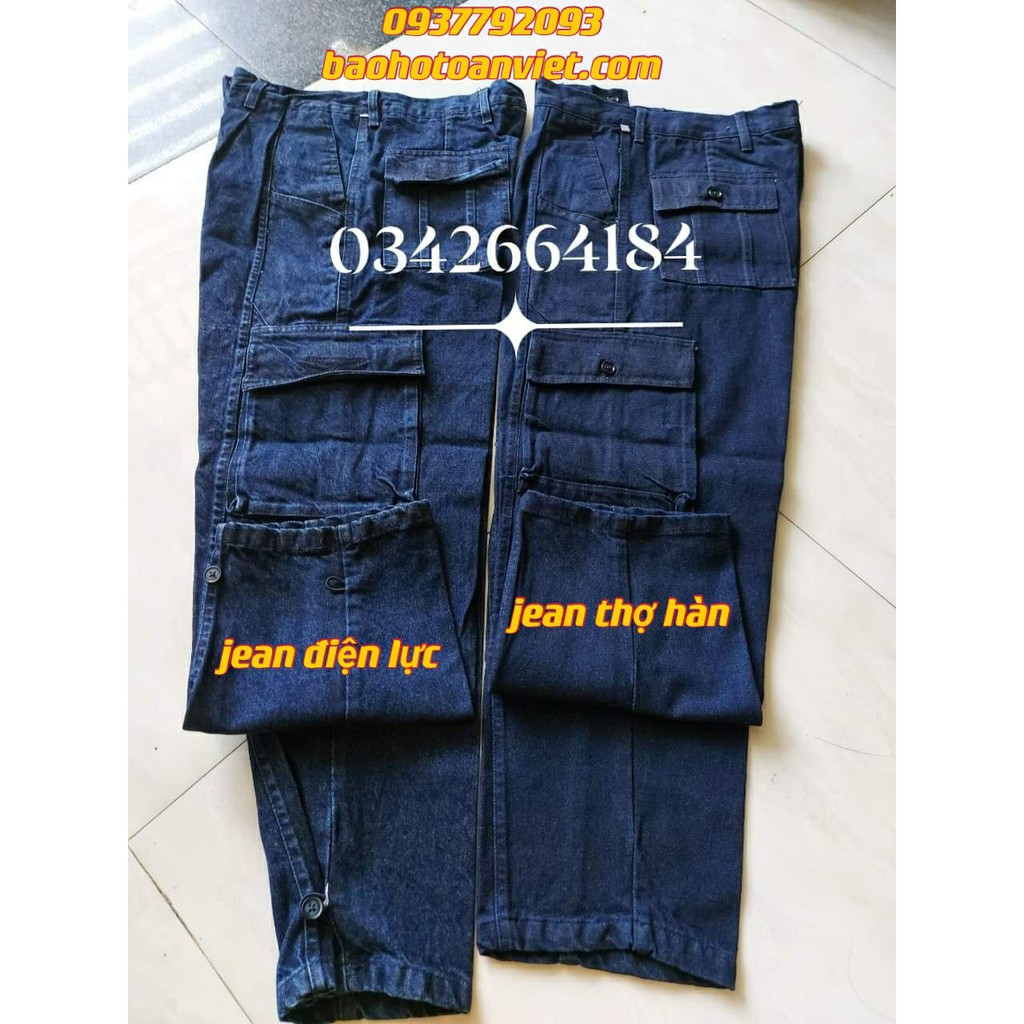 Quần áo jean thợ hàn , jean điện lực ( vải chuẩn 100% cotton)