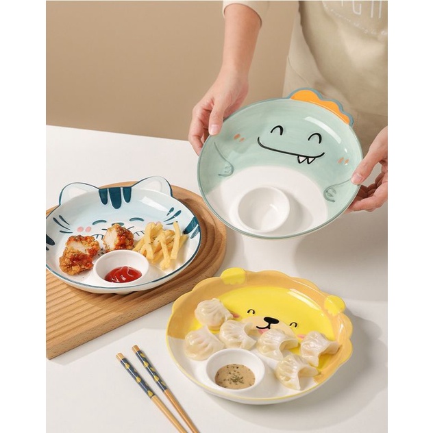 Đĩa ngăn chấm hình thú 21cm