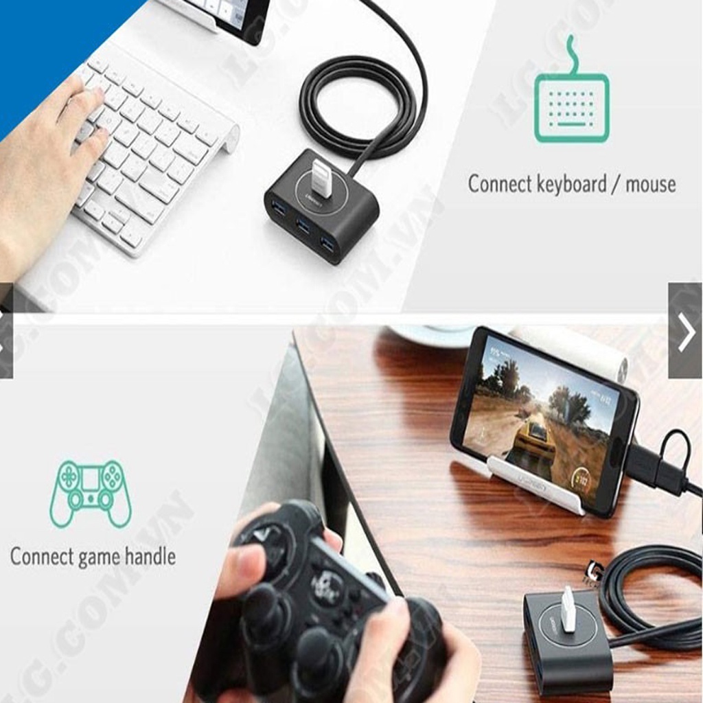 Bộ chia USB 3.0 4 cổng + USB Type C Ugreen 40850 chính hãng