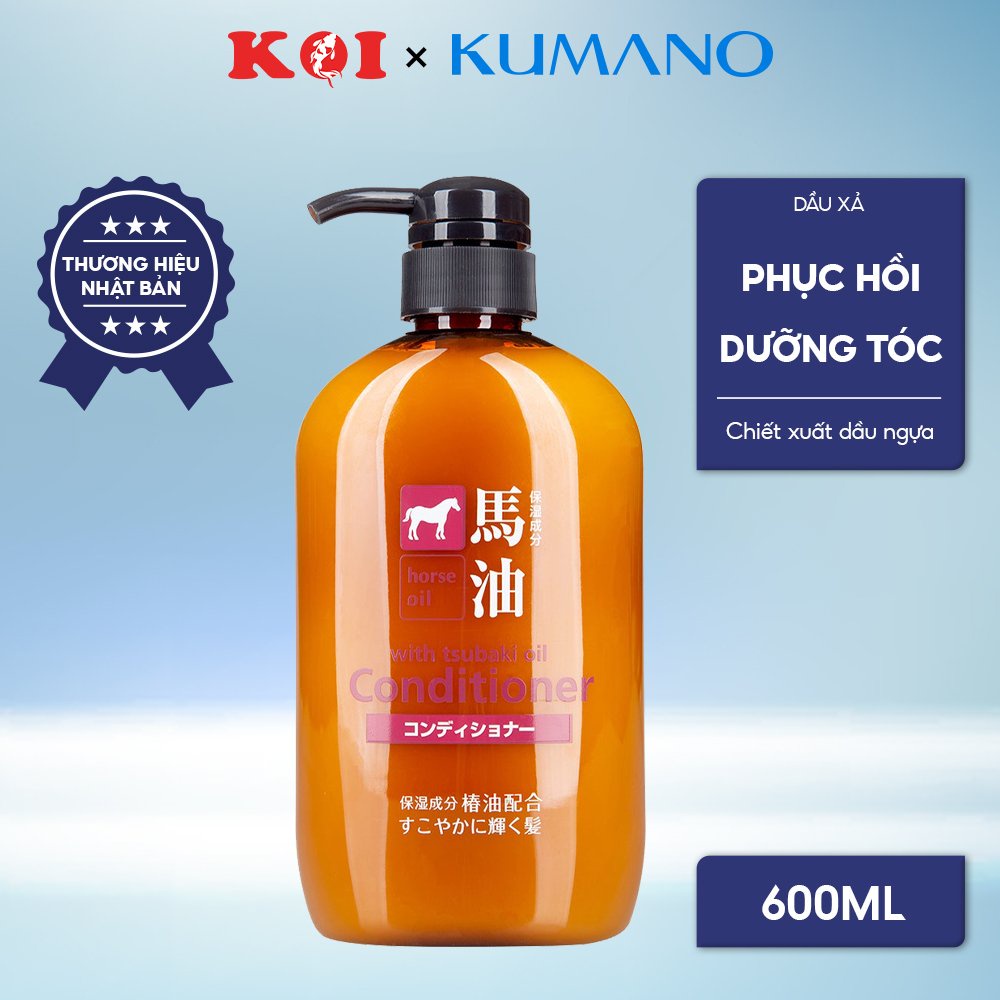 Dầu xả chiết xuất từ dầu ngựa Kumano Cosme Station Horse Oil With Tsubaki Oil Conditioner 600ml