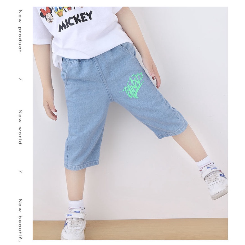 Quần jean lửng SOFFNY phối cotton mềm mại ống rộng thời trang dành cho bé trai