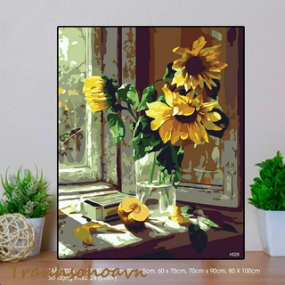 Tranh sơn dầu số hóa hoa hướng dương nhiều kích thước tranhsohoavn mã h028