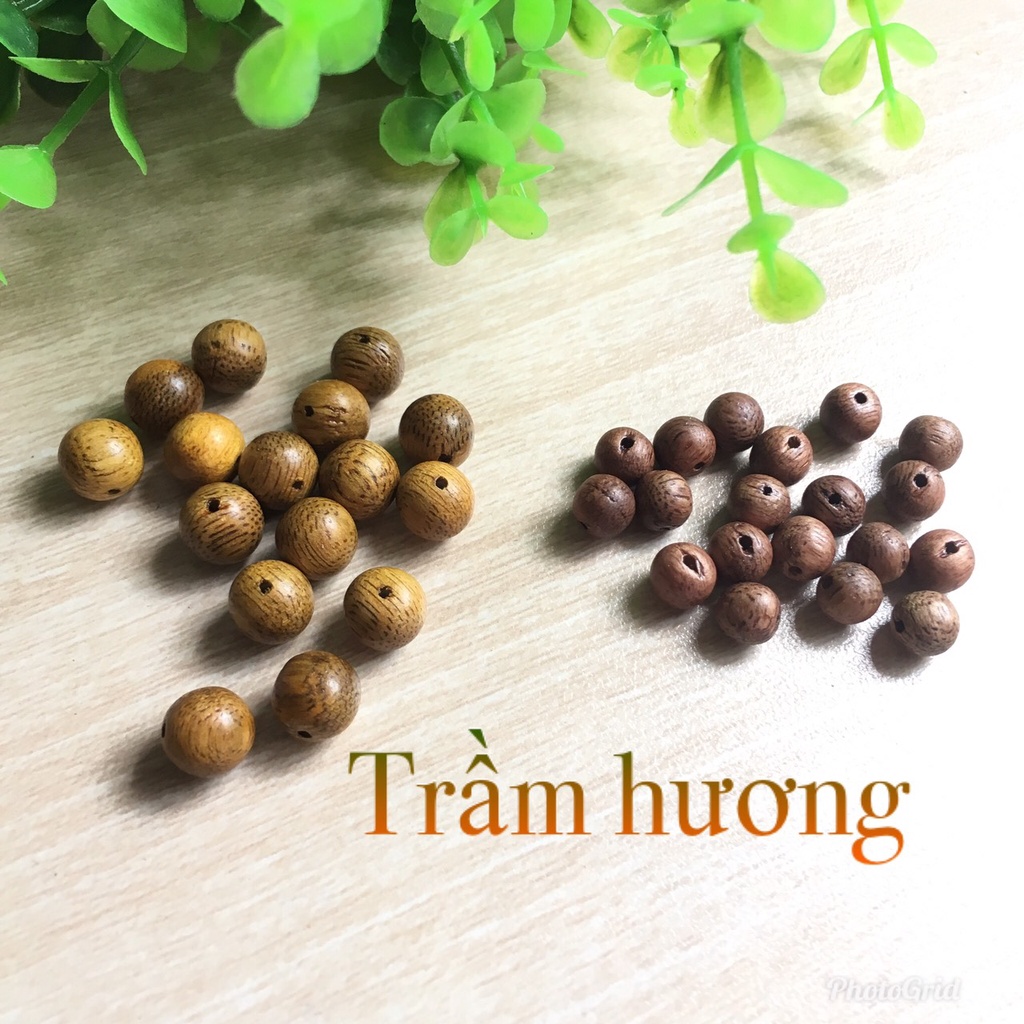 🌿🌿 2 hạt gỗ TRẦM HƯƠNG tự nhiên lỗ xỏ dây 0.8mm 🌿🌿