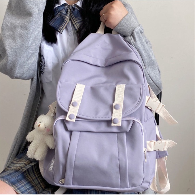 Balo ulzzang đi học chống thấm phối lưới hai đai khóa bấm giá rẻ BAG U LUD22