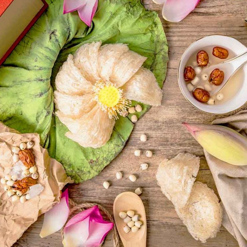 TỔ YẾN SÀO TINH CHẾ NHA TRANG KHÁNH HÒA.100gr(tặng kèm táo đỏ,đường phèn)