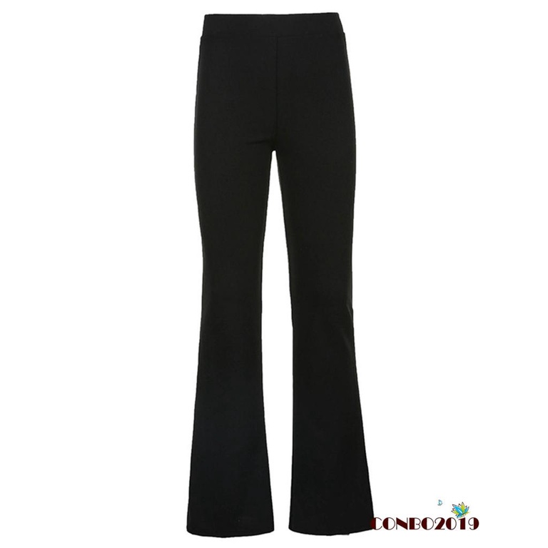 Quần Ống Loe Lưng Cao Màu Trơn Thời Trang Dành Cho Nữ