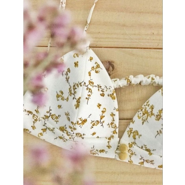 Bralette Linen / Chanh bra/  Áo lót vải Linen họa tiết / Cam