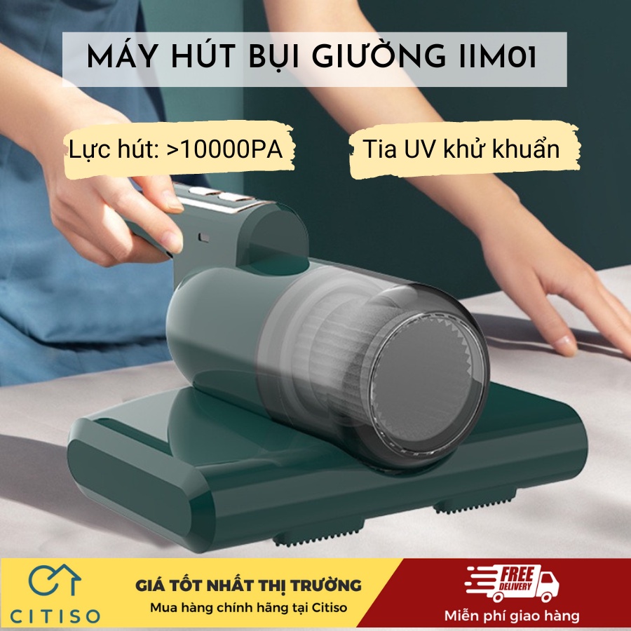 Máy hút bụi giường nệm cầm tay IIM01, máy hút bụi không dây diệt khuẩn tia UV lực hút lên đến 10000PA