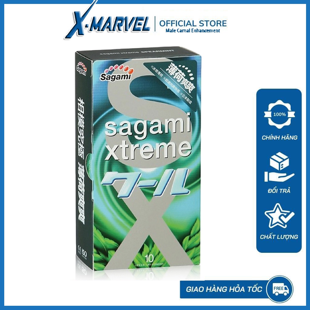 Bao cao su Sagami Xtreme Spearmint siêu mỏng siêu mềm cao cấp bạc hà mát lạnh /áo mưa