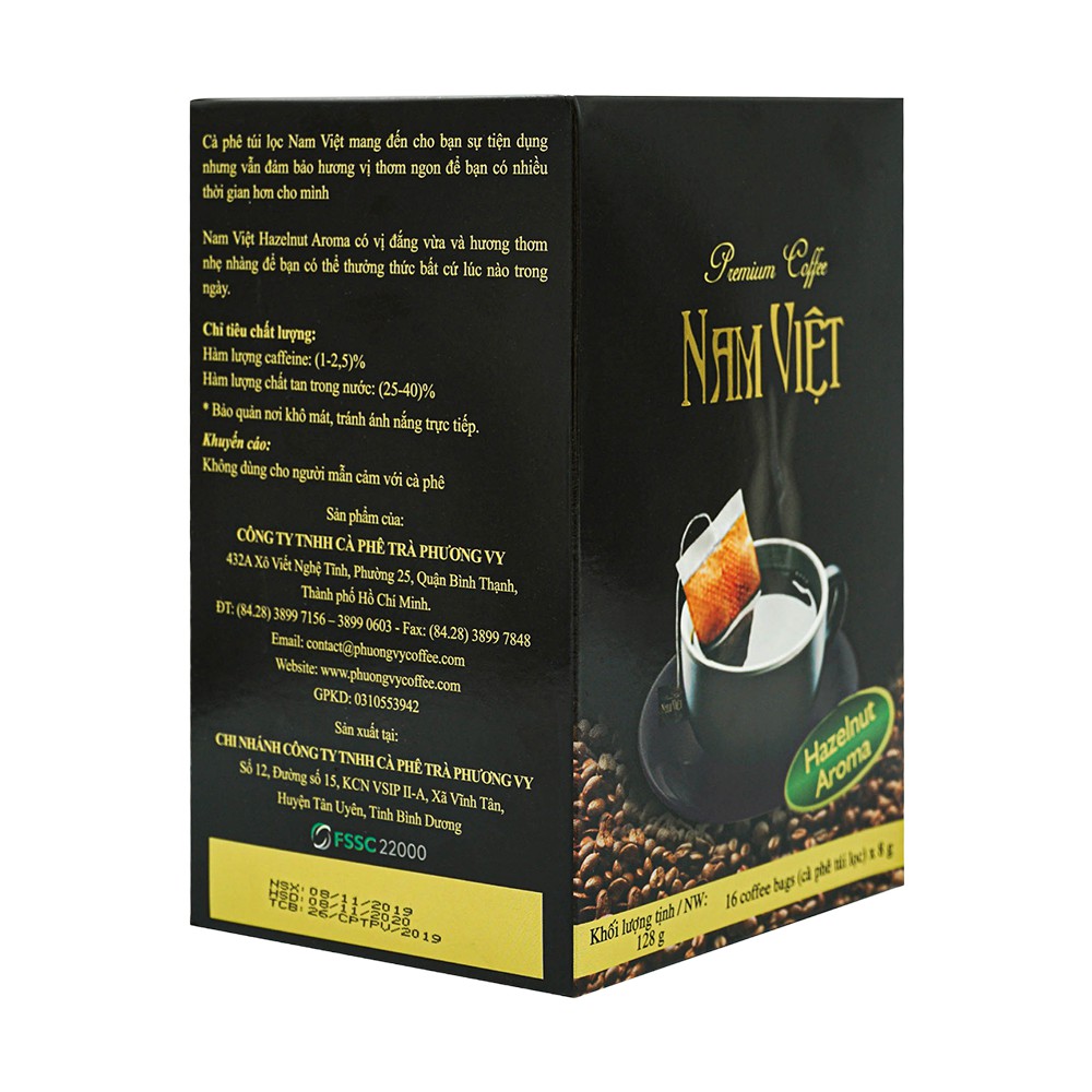 Cà Phê Túi Lọc - Nam Việt Hazelnut Aroma - 16 gói x 8g - Phương Vy Coffee