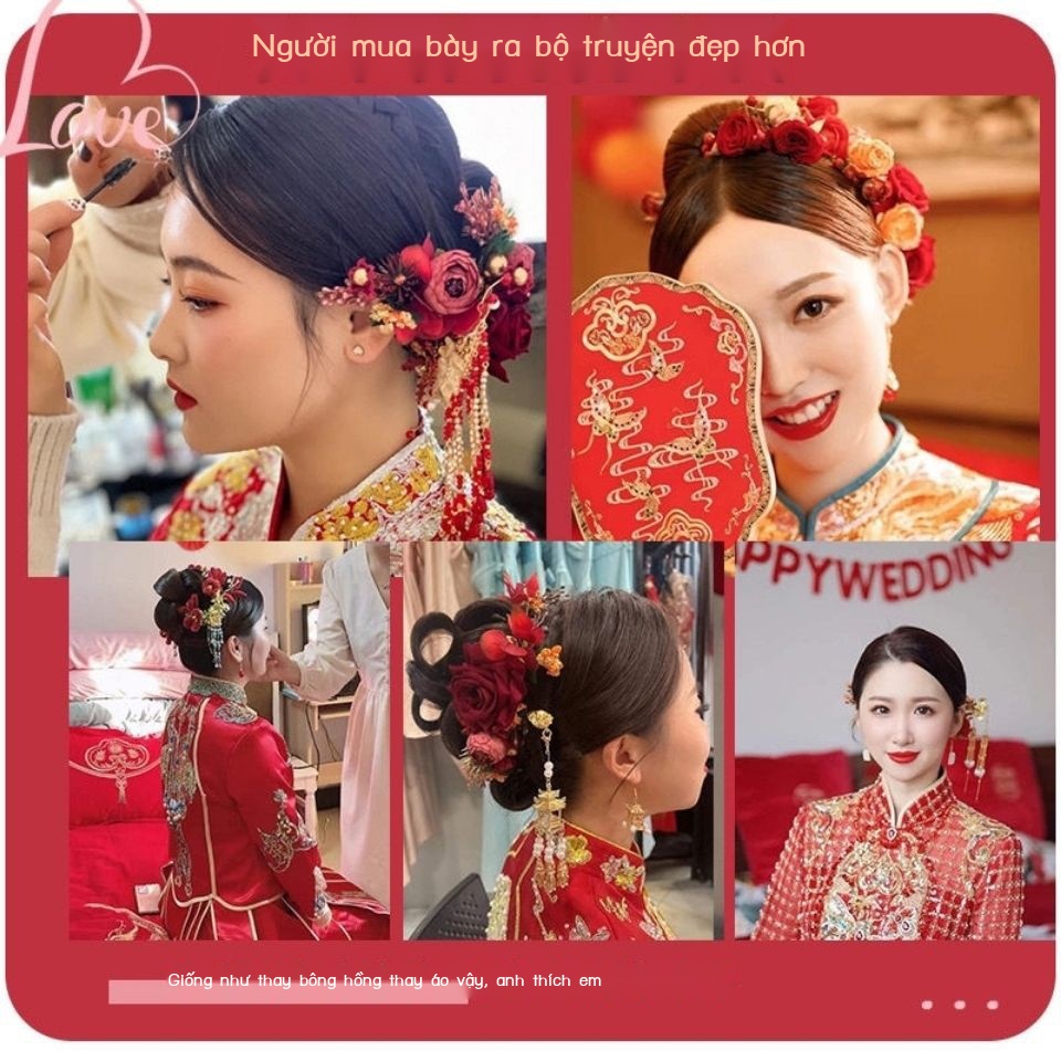 [Aishang Trang Sức Đẹp] Cài Tóc Hoa Khô Bất Tử Xiuhe Phong Cách Trung Hoa Cổ Điển Mới Cho Cô Dâu