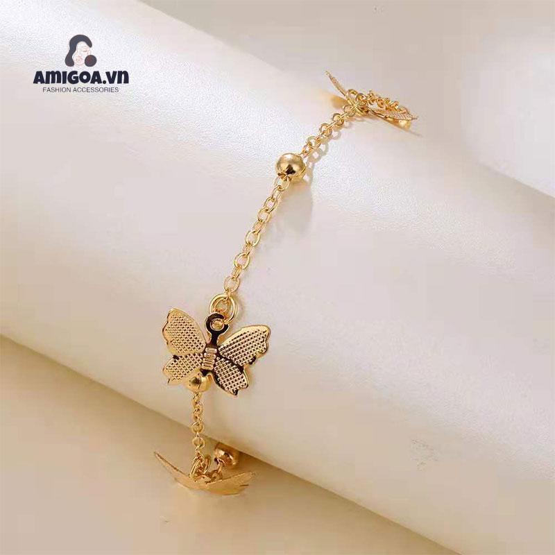 ✨✨Vòng Đeo Cổ Chân Dây Xích Mặt Hình Bướm Màu Xanh Dương  Thời Trang Cho Nữ