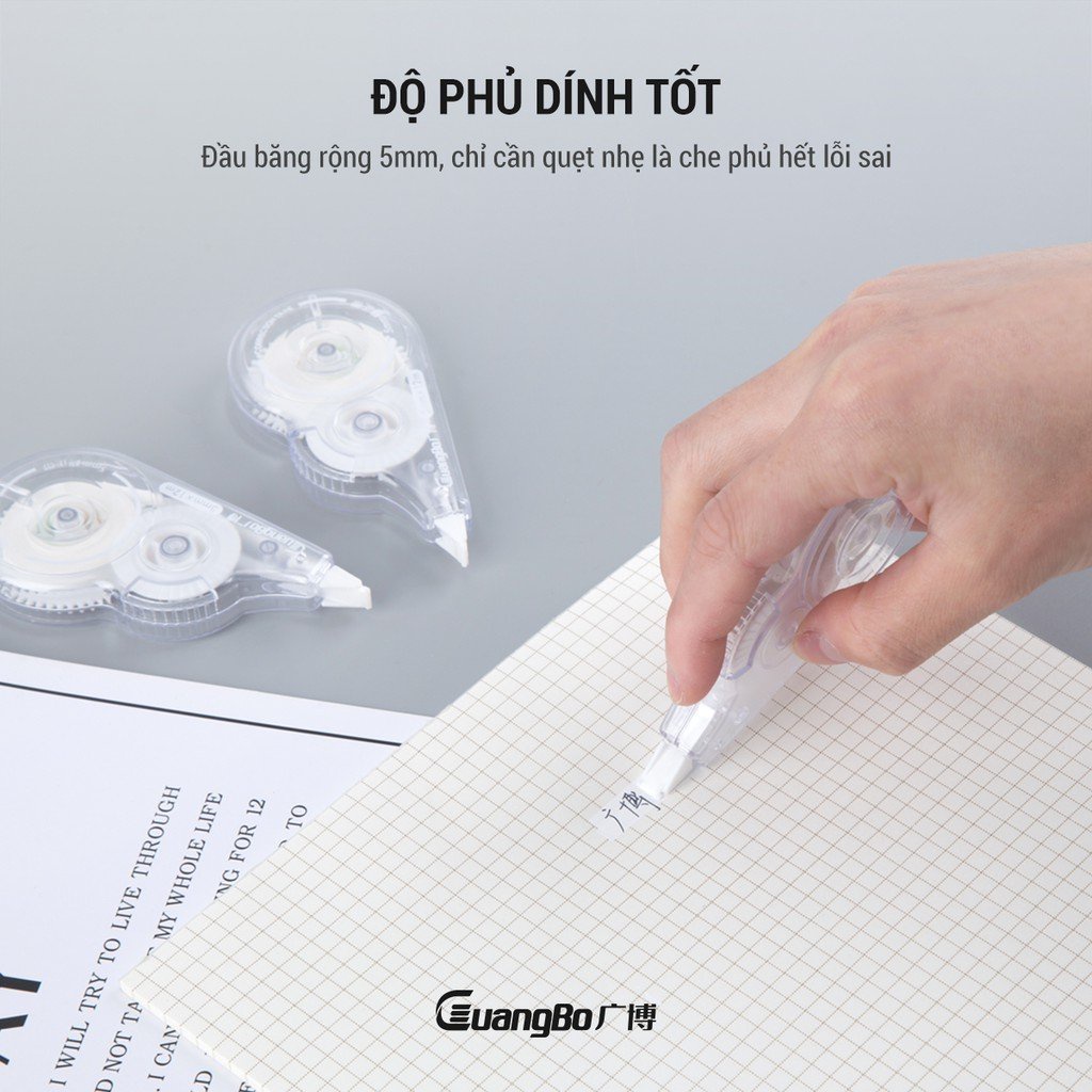 Bút xóa băng, Xóa kéo GuangBo H05018 Dài 12m Nhựa trong suốt