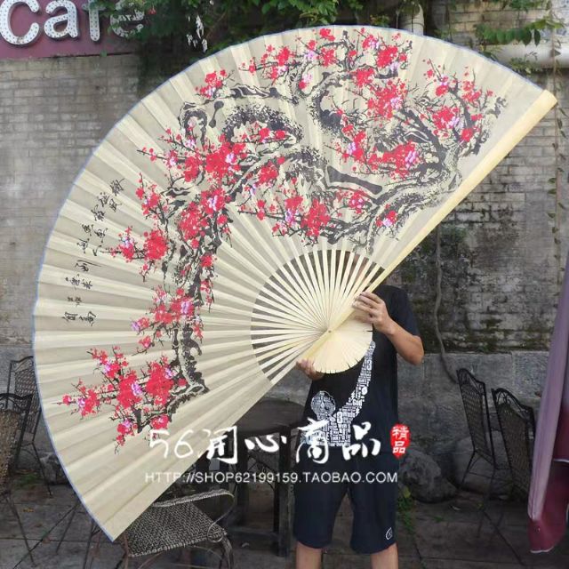 TRANH QUẠT CÀNH ĐÀO CỔ KÍCH THƯỚC 1m6-2m2
