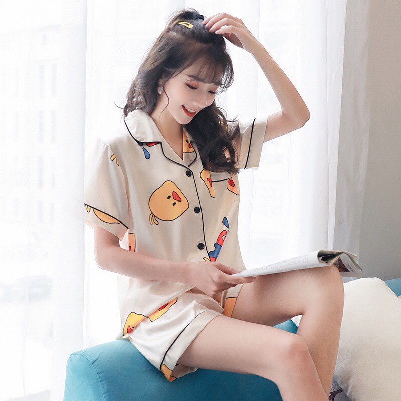 CÓ BIG SIZE_ Bộ Ngủ Pijama IceSilk Họa Tiết Hoạt Hình