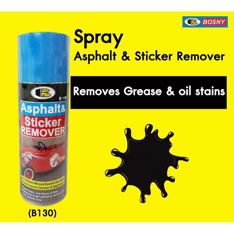 Chai xịt tẩy keo decal, băng dính, keo dán, nhựa đường Asphalt &amp; Sticker Remover Bosny B130