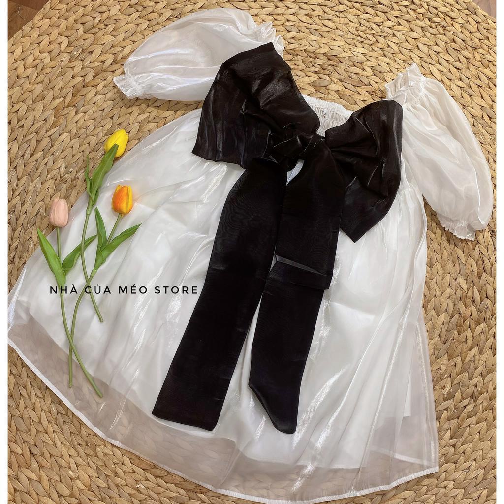 Đầm bbd voan nơ to tay phồng siêu xinh