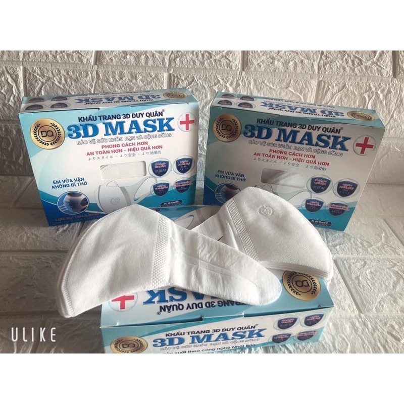 Khẩu Trang 3D Duy Quân Xuân Lai Chất Dày Dặn, Quai Bền Dai, Ôm Mặt, Hộp 50 Chiếc Siêu Đẹp
